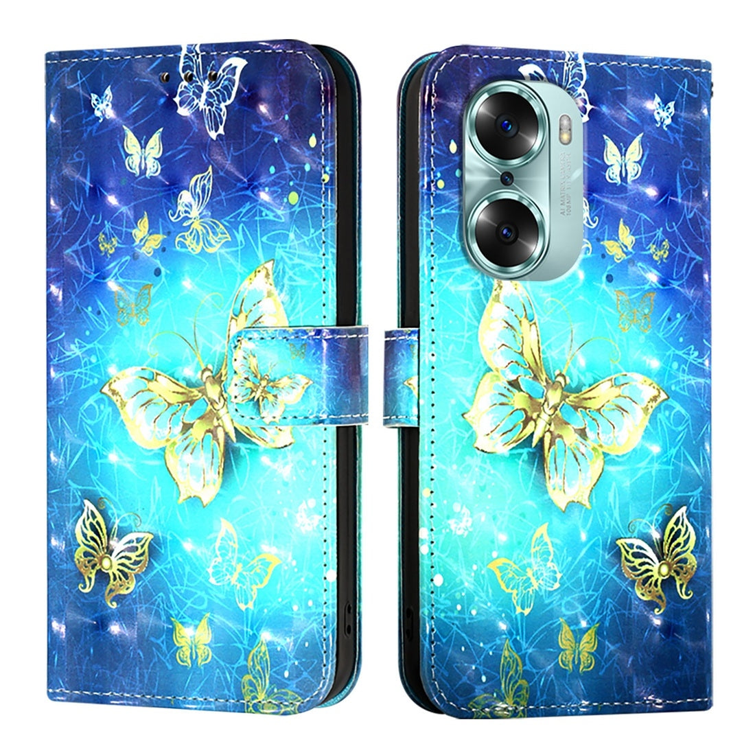 Honor 60 Leather Flip Phone Case with 3D Painted Design, Card Holder, Wallet & Stand Function - Durable Protection & Easy Access