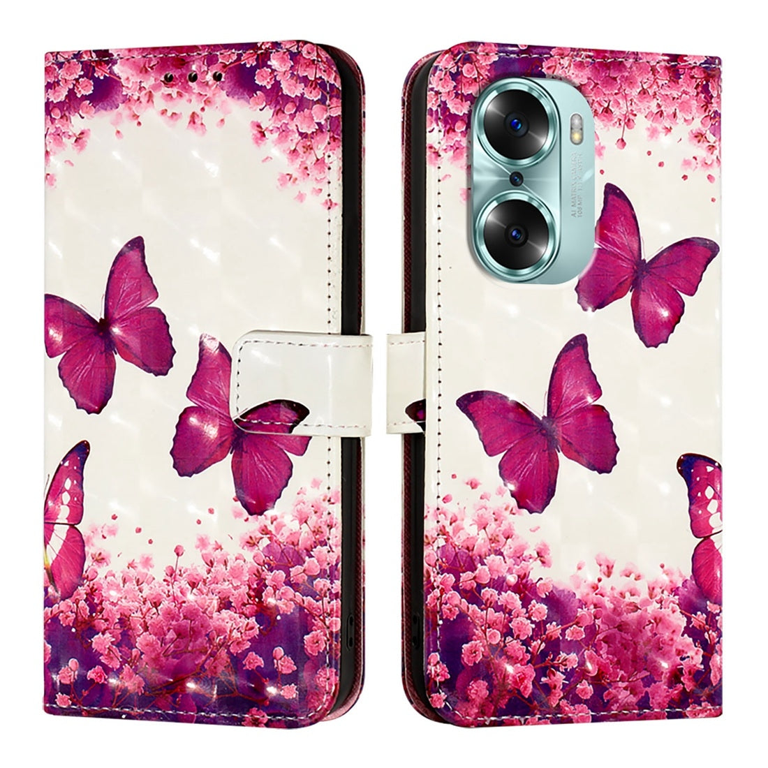 Honor 60 Leather Flip Phone Case with 3D Painted Design, Card Holder, Wallet & Stand Function - Durable Protection & Easy Access