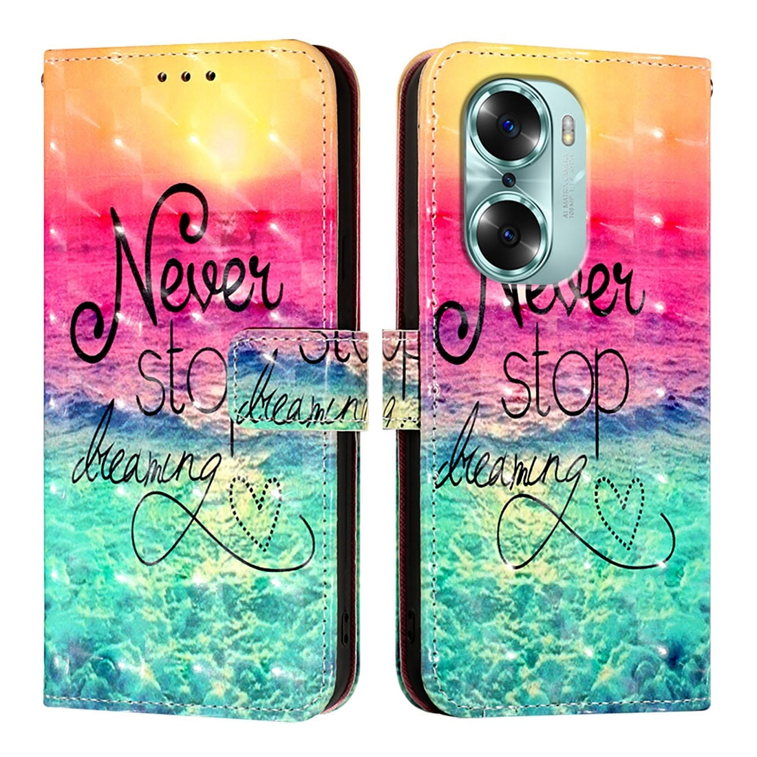 Honor 60 Leather Flip Phone Case with 3D Painted Design, Card Holder, Wallet & Stand Function - Durable Protection & Easy Access