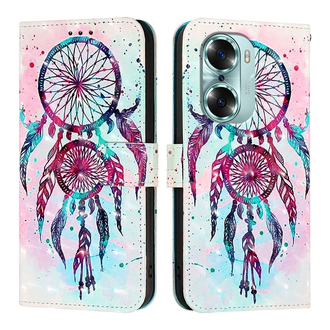 Honor 60 Leather Flip Phone Case with 3D Painted Design, Card Holder, Wallet & Stand Function - Durable Protection & Easy Access
