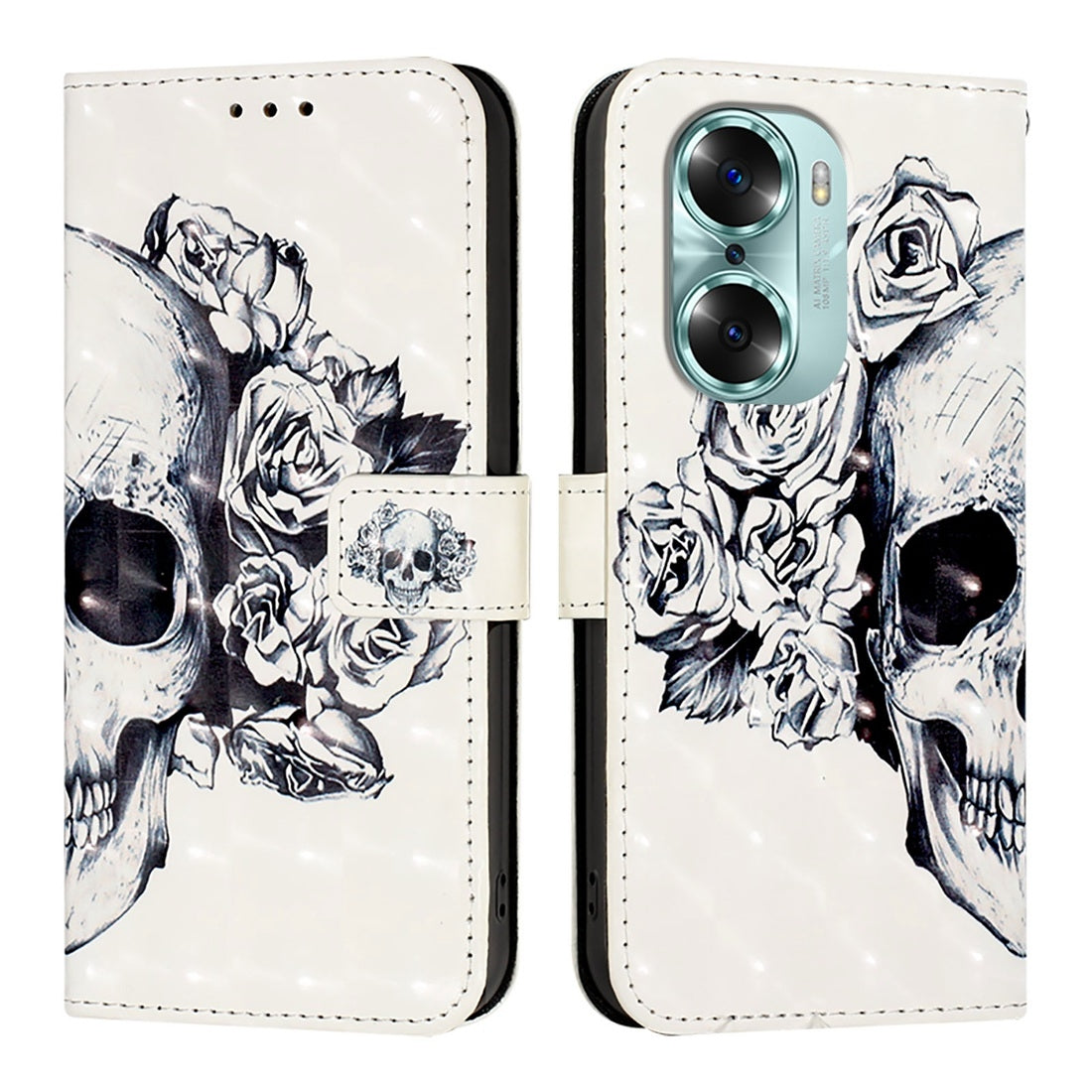 Honor 60 Leather Flip Phone Case with 3D Painted Design, Card Holder, Wallet & Stand Function - Durable Protection & Easy Access