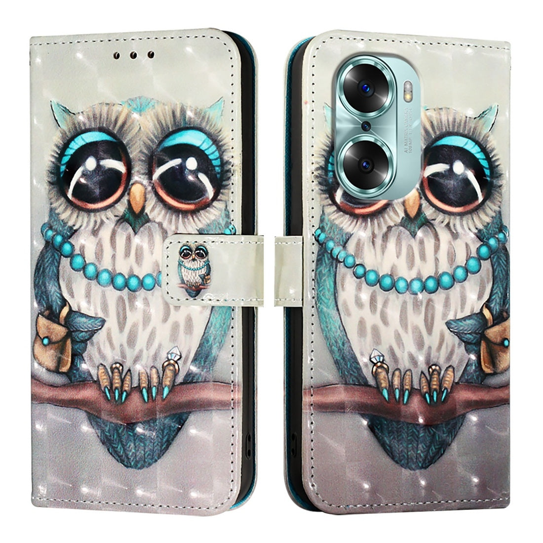 Honor 60 Leather Flip Phone Case with 3D Painted Design, Card Holder, Wallet & Stand Function - Durable Protection & Easy Access