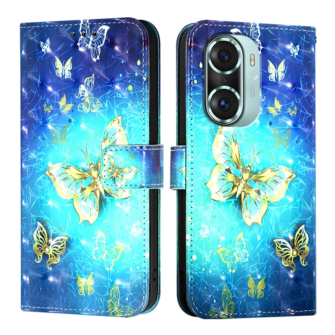 Honor 60 Pro Leather Flip Phone Case with 3D Painted Design, Card Holder, Wallet & Stand Function - Durable Protection & Easy Access