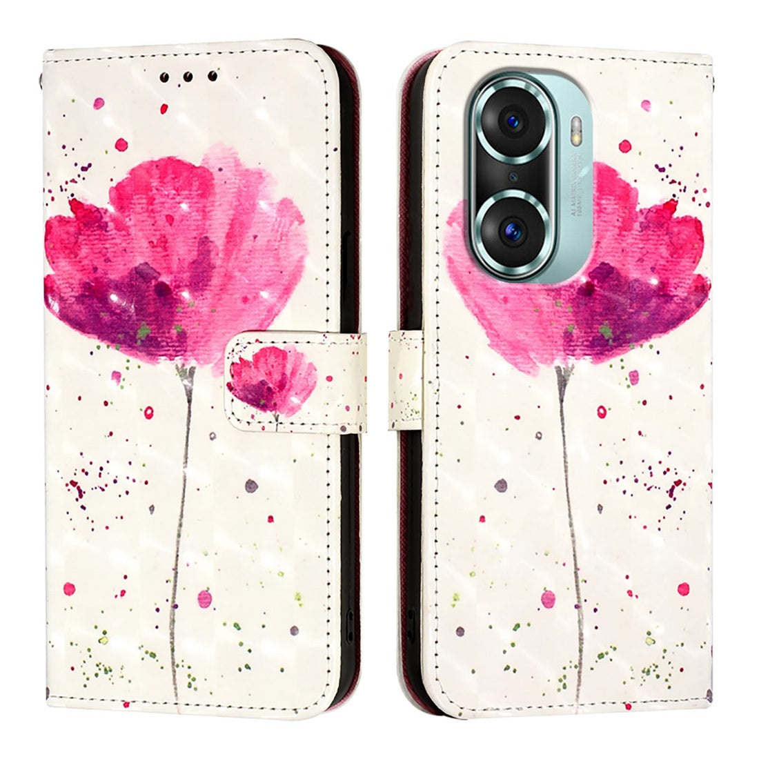 Honor 60 Pro Leather Flip Phone Case with 3D Painted Design, Card Holder, Wallet & Stand Function - Durable Protection & Easy Access