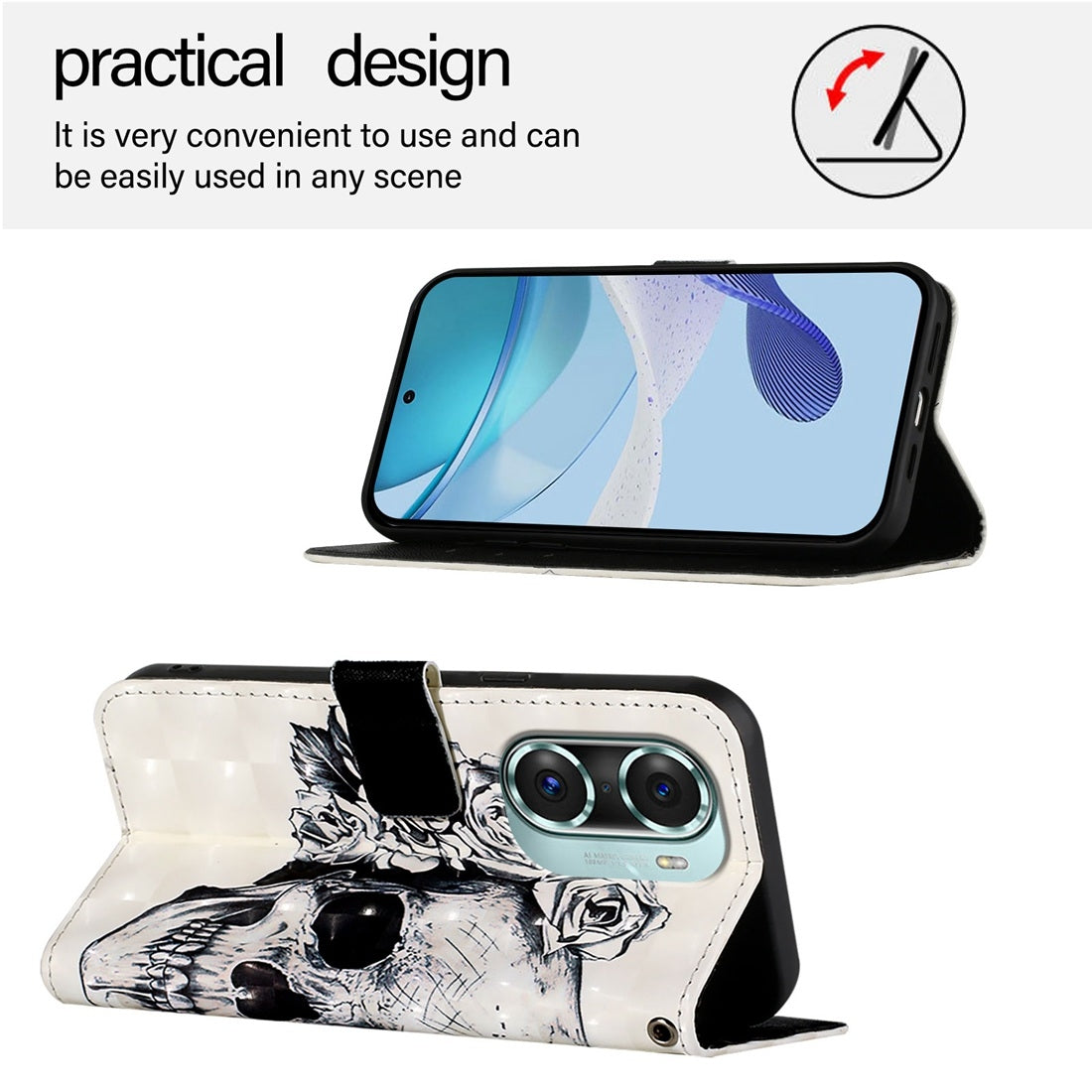Honor 60 Pro Leather Flip Phone Case with 3D Painted Design, Card Holder, Wallet & Stand Function - Durable Protection & Easy Access