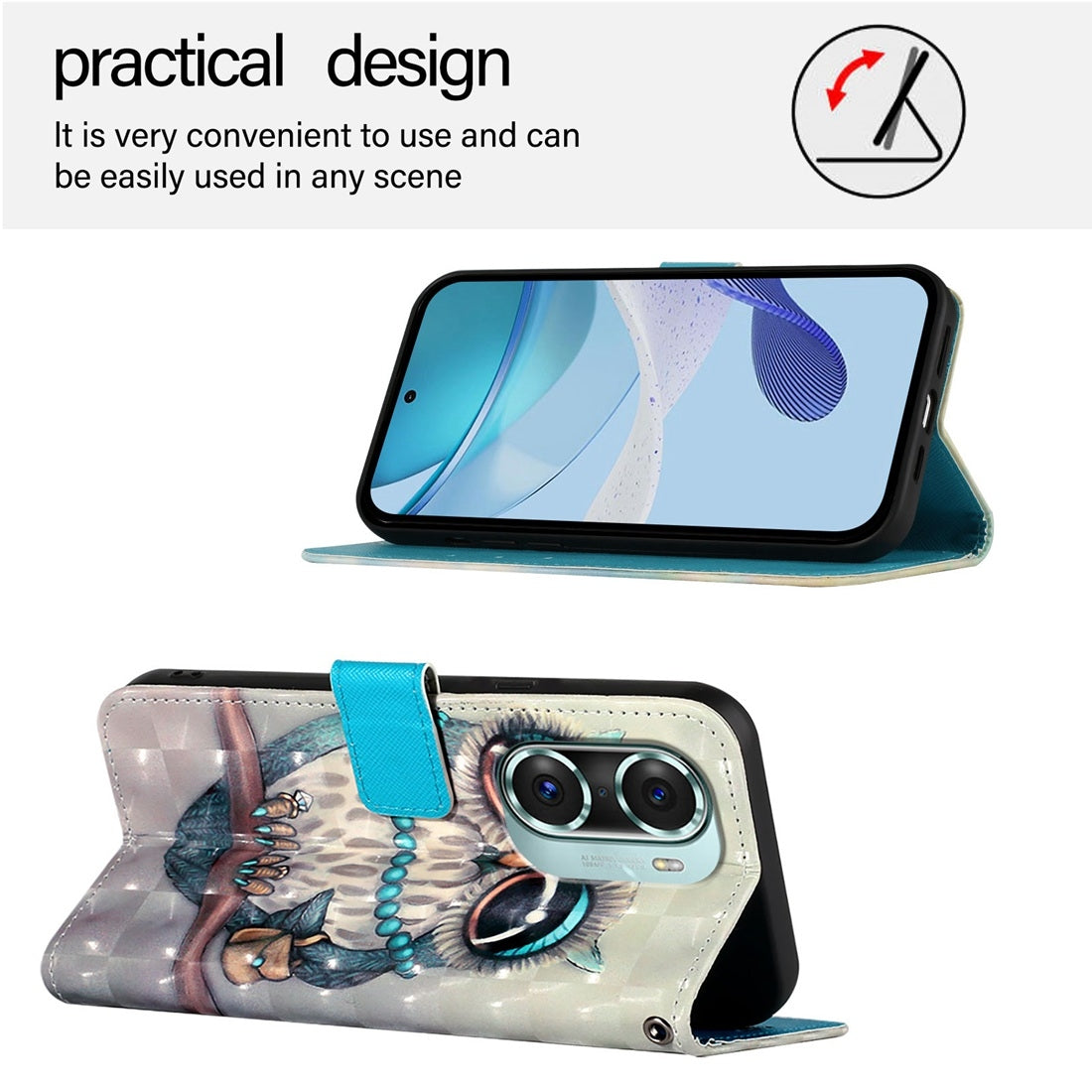 Honor 60 Pro Leather Flip Phone Case with 3D Painted Design, Card Holder, Wallet & Stand Function - Durable Protection & Easy Access