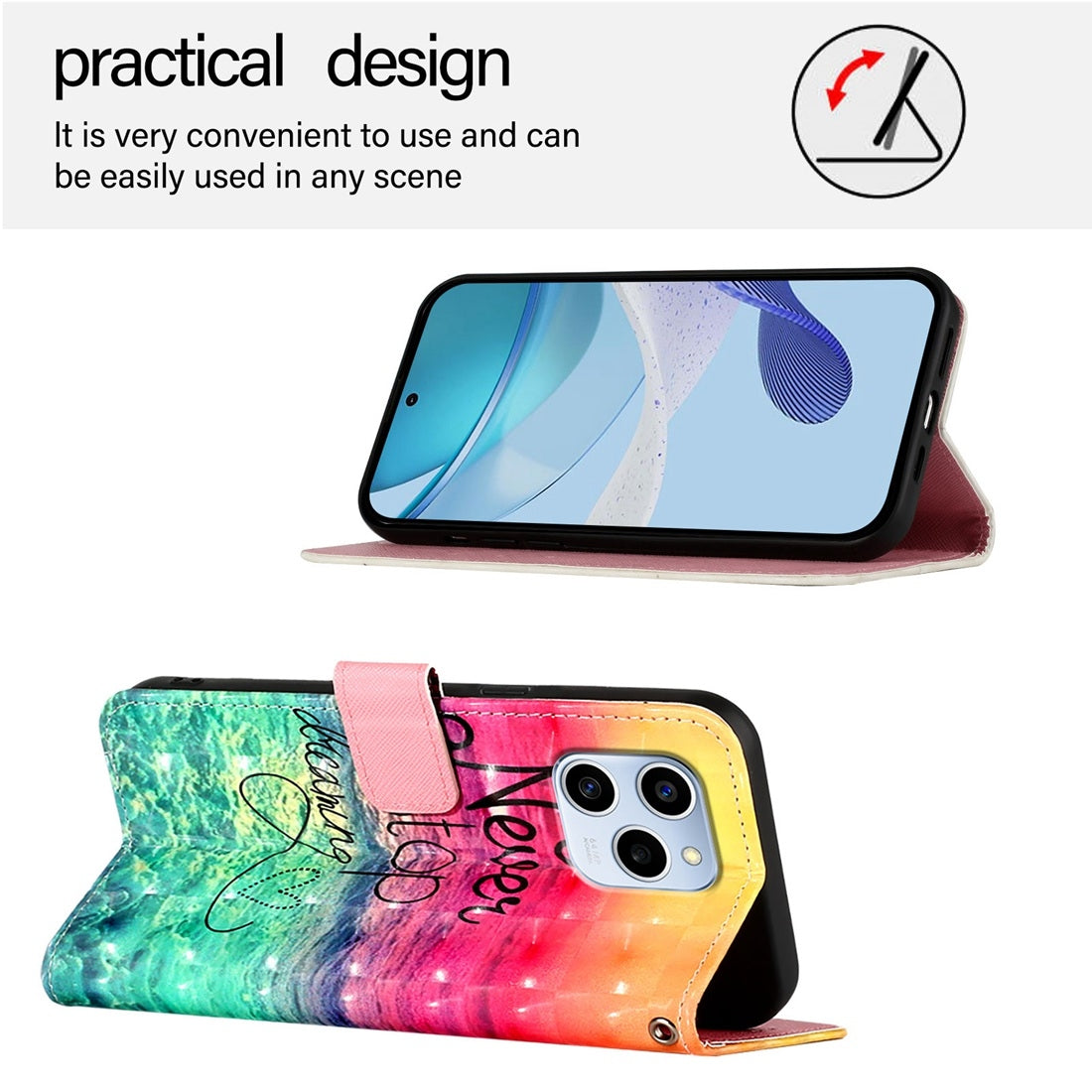 Honor 60 SE Leather Flip Phone Case with 3D Painted Design, Card Holder, Wallet & Stand Function - Durable Protection & Easy Access
