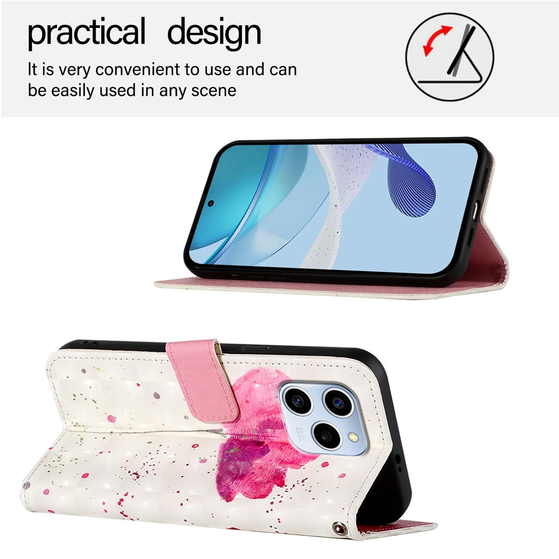 Honor 60 SE Leather Flip Phone Case with 3D Painted Design, Card Holder, Wallet & Stand Function - Durable Protection & Easy Access