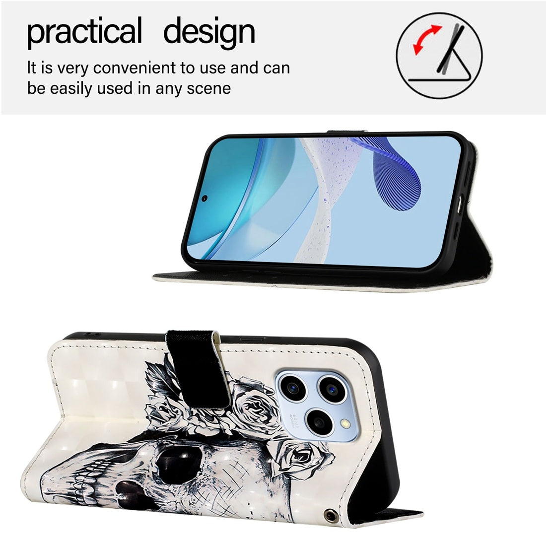 Honor 60 SE Leather Flip Phone Case with 3D Painted Design, Card Holder, Wallet & Stand Function - Durable Protection & Easy Access