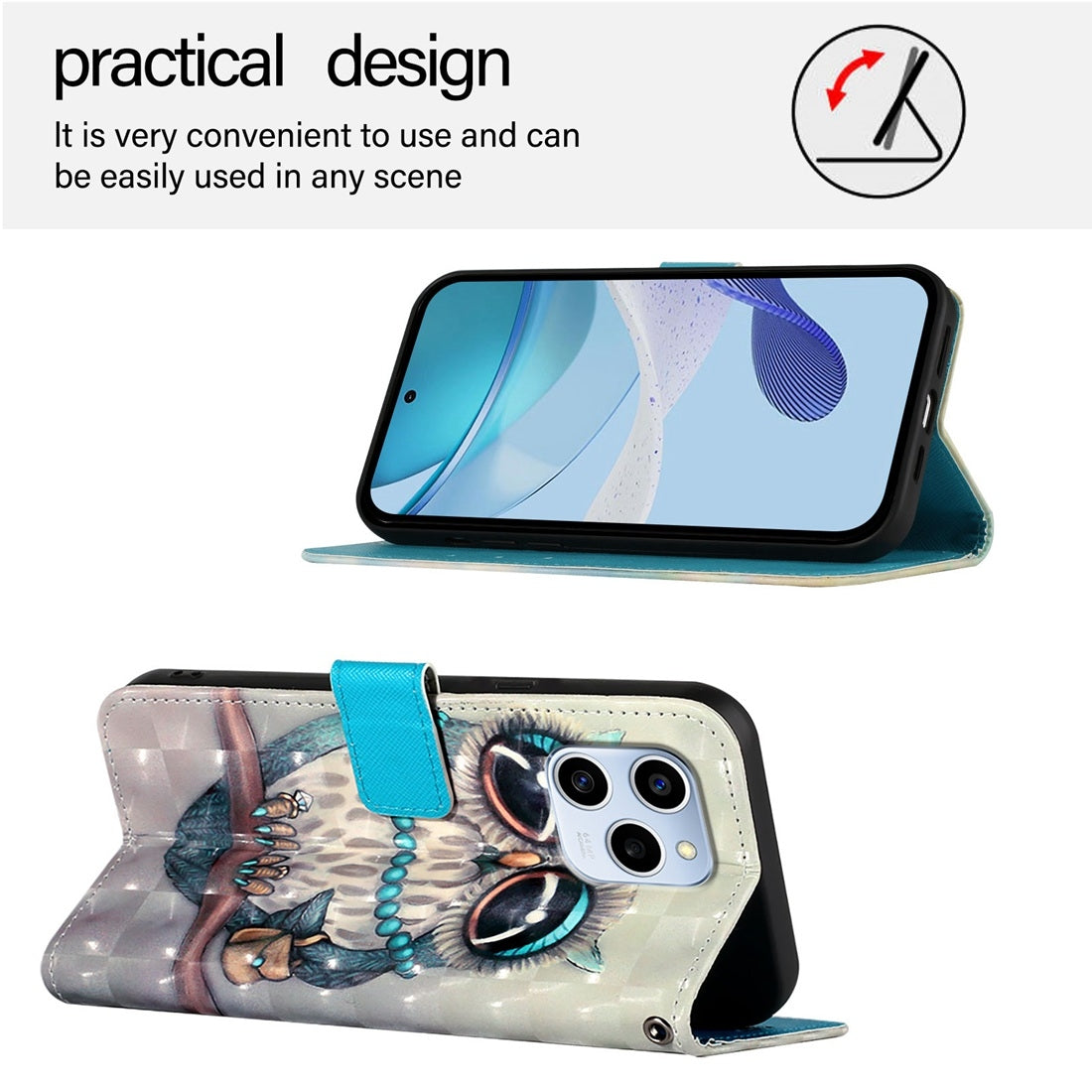 Honor 60 SE Leather Flip Phone Case with 3D Painted Design, Card Holder, Wallet & Stand Function - Durable Protection & Easy Access