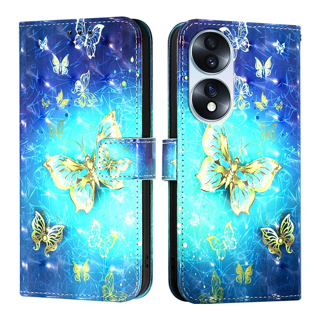 Honor 70 Leather Flip Phone Case with 3D Painted Design, Card Holder, Wallet & Stand Function - Durable Protection & Easy Access