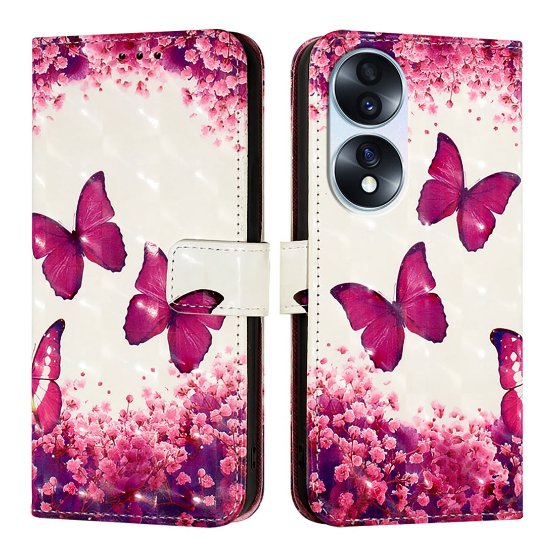 Honor 70 Leather Flip Phone Case with 3D Painted Design, Card Holder, Wallet & Stand Function - Durable Protection & Easy Access