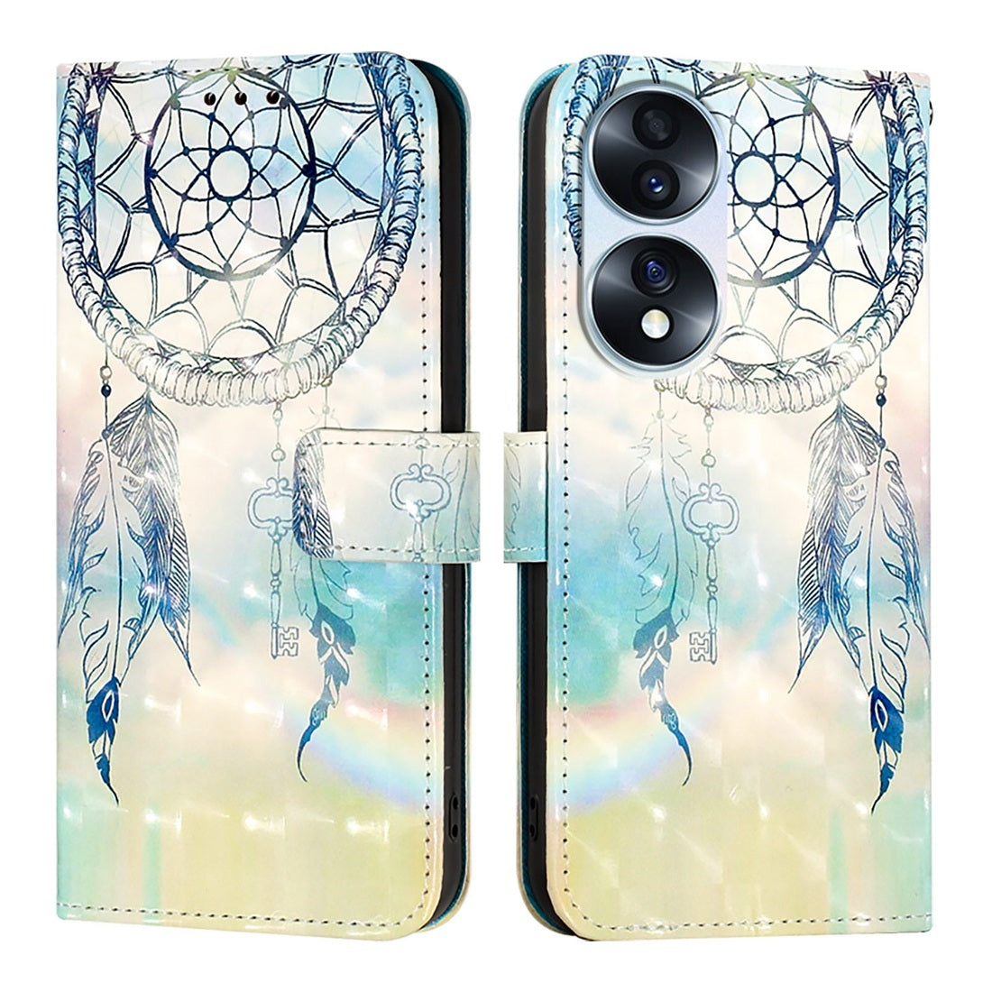 Honor 70 Leather Flip Phone Case with 3D Painted Design, Card Holder, Wallet & Stand Function - Durable Protection & Easy Access