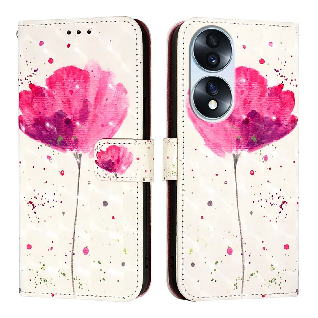 Honor 70 Leather Flip Phone Case with 3D Painted Design, Card Holder, Wallet & Stand Function - Durable Protection & Easy Access