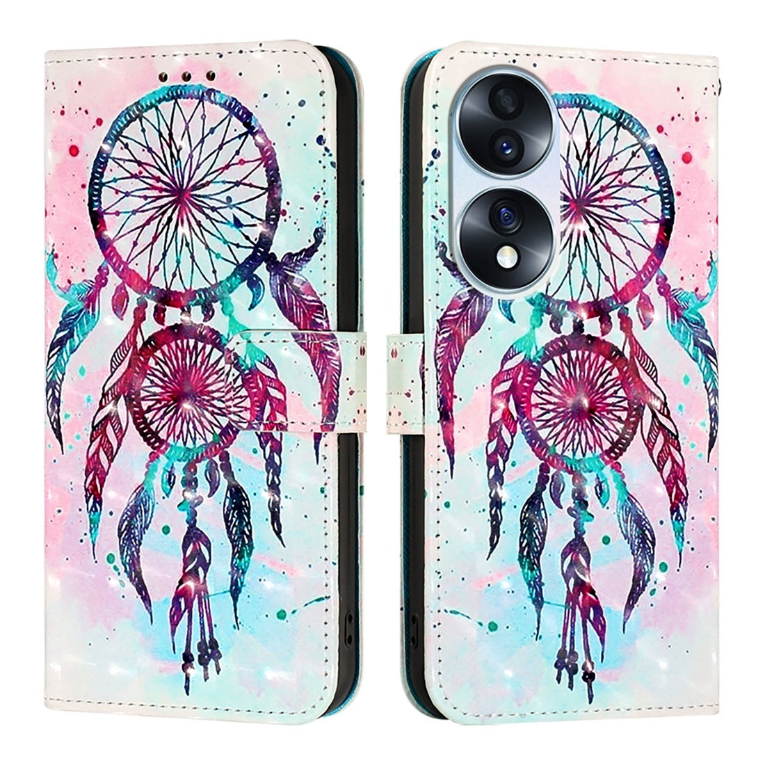 Honor 70 Leather Flip Phone Case with 3D Painted Design, Card Holder, Wallet & Stand Function - Durable Protection & Easy Access
