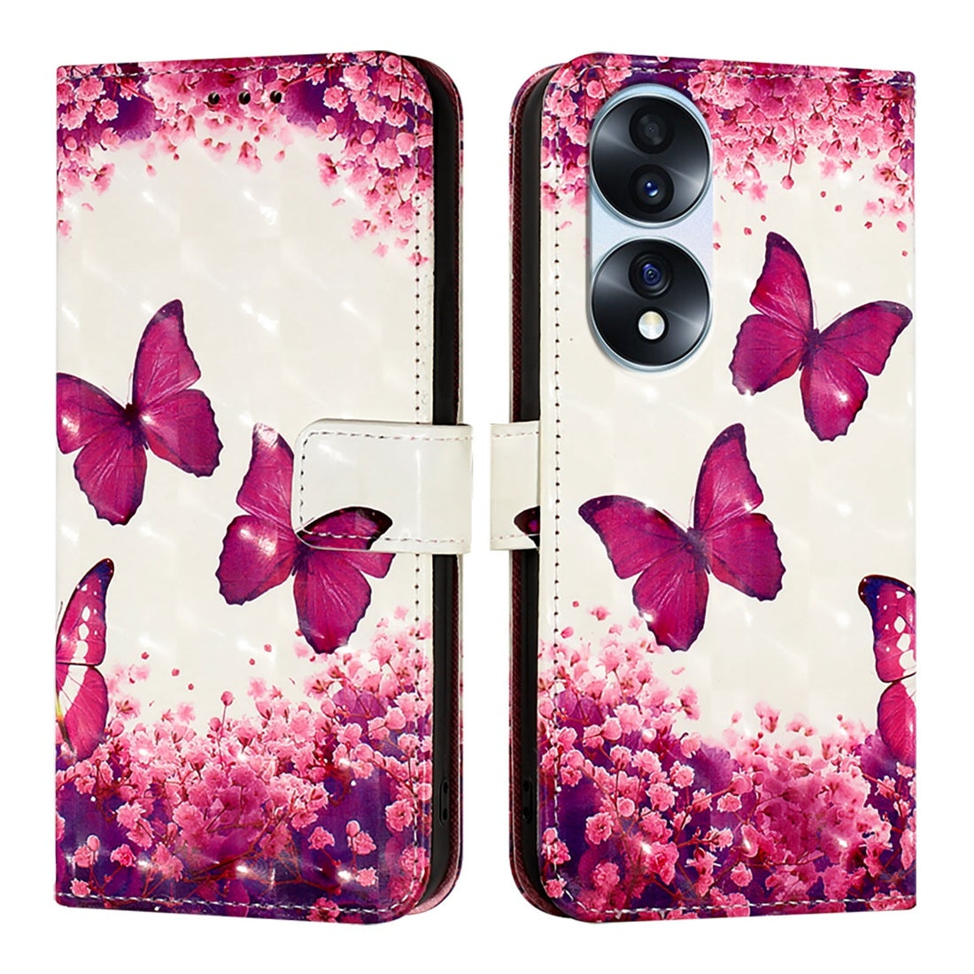 Honor 70 Pro Leather Flip Phone Case with 3D Painted Design, Card Holder, Wallet & Stand Function - Durable Protection & Easy Access