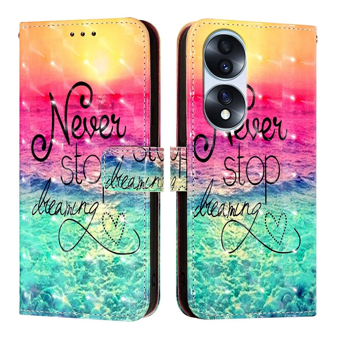 Honor 70 Pro Leather Flip Phone Case with 3D Painted Design, Card Holder, Wallet & Stand Function - Durable Protection & Easy Access