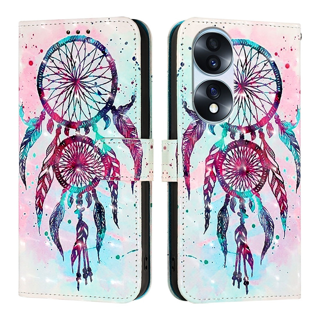 Honor 70 Pro Leather Flip Phone Case with 3D Painted Design, Card Holder, Wallet & Stand Function - Durable Protection & Easy Access