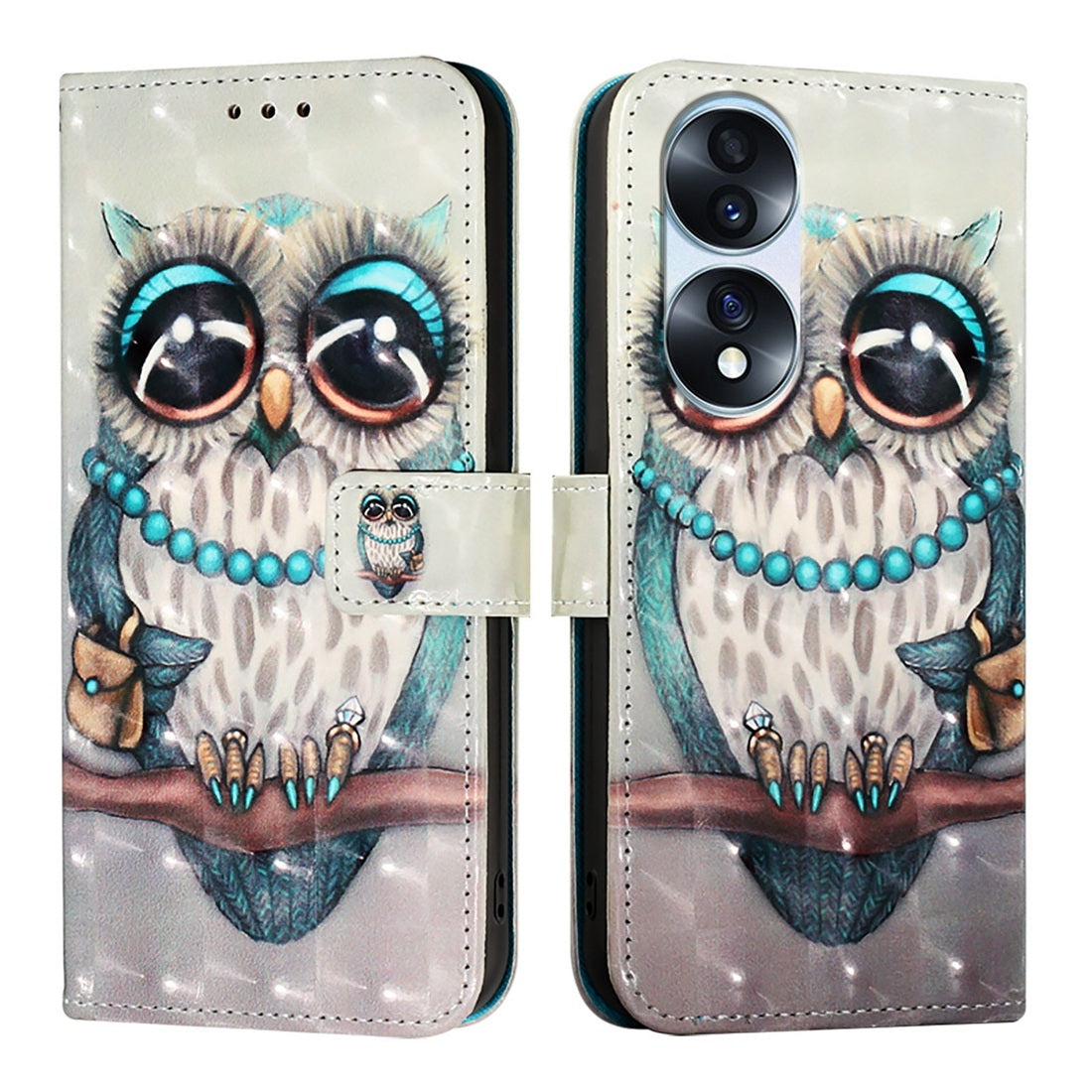 Honor 70 Pro Leather Flip Phone Case with 3D Painted Design, Card Holder, Wallet & Stand Function - Durable Protection & Easy Access