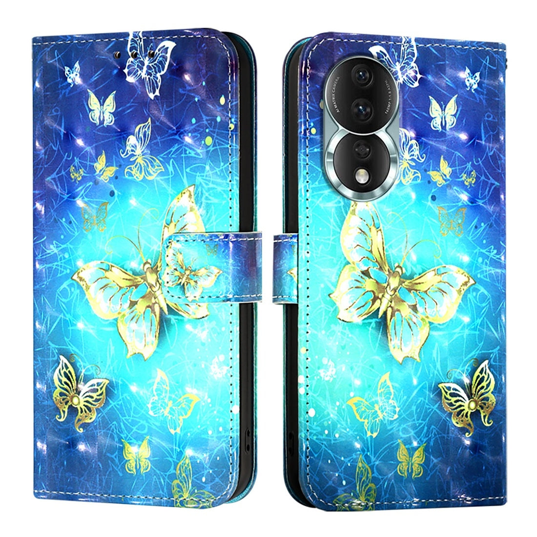 Honor 80 Leather Flip Phone Case with 3D Painted Design, Card Holder, Wallet & Stand Function - Durable Protection & Easy Access