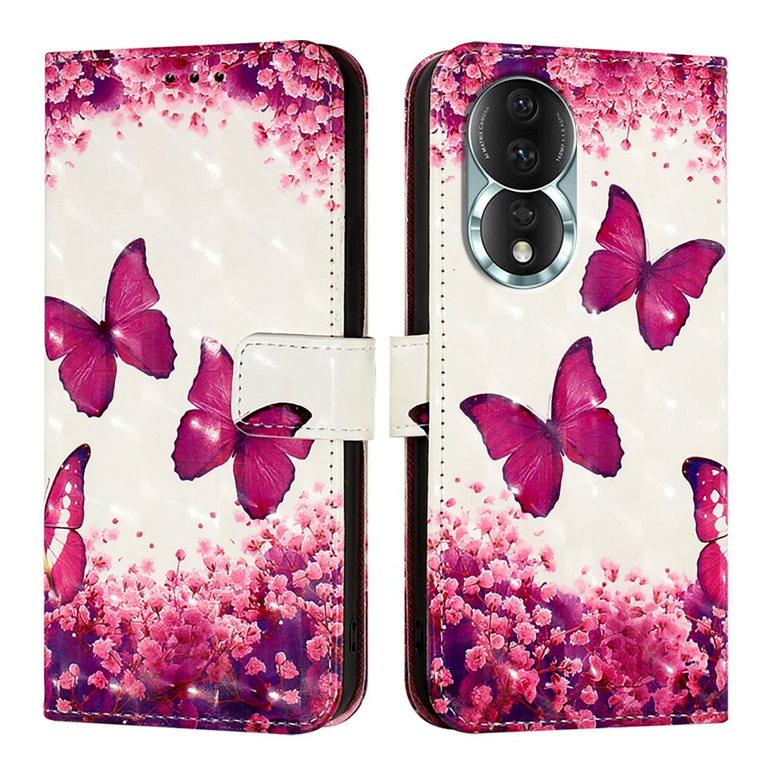 Honor 80 Leather Flip Phone Case with 3D Painted Design, Card Holder, Wallet & Stand Function - Durable Protection & Easy Access
