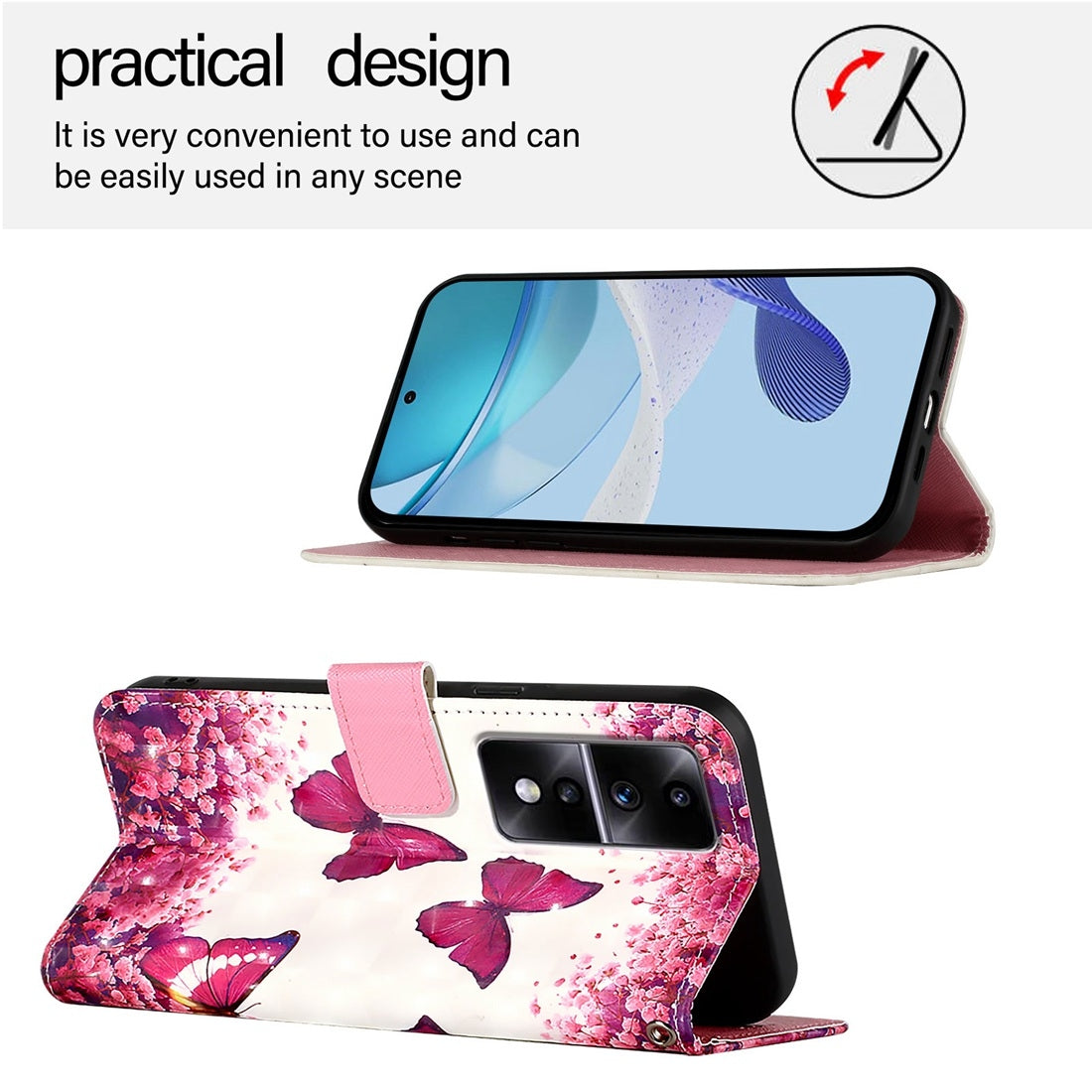 Honor 80 GT Leather Flip Phone Case with 3D Painted Design, Card Holder, Wallet & Stand Function - Durable Protection & Easy Access