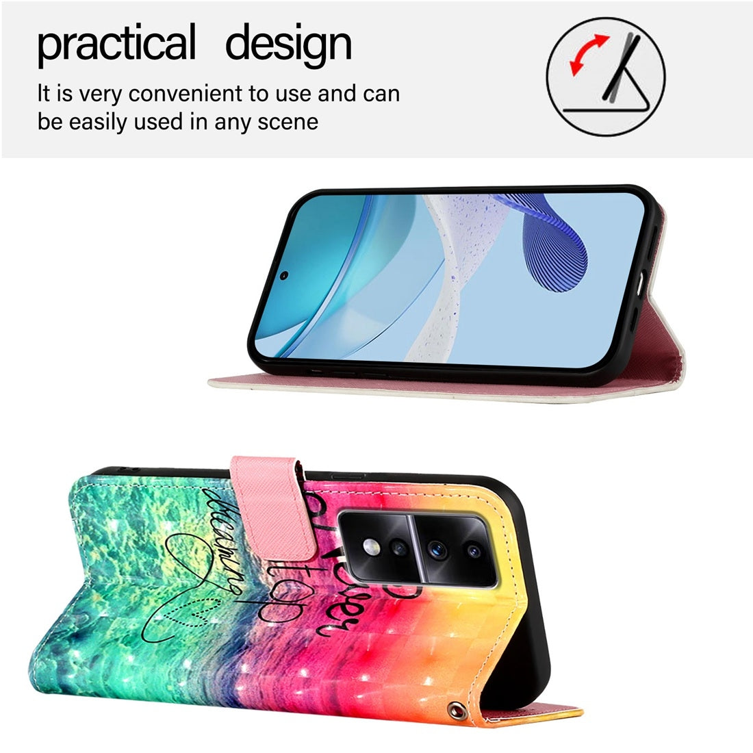 Honor 80 GT Leather Flip Phone Case with 3D Painted Design, Card Holder, Wallet & Stand Function - Durable Protection & Easy Access
