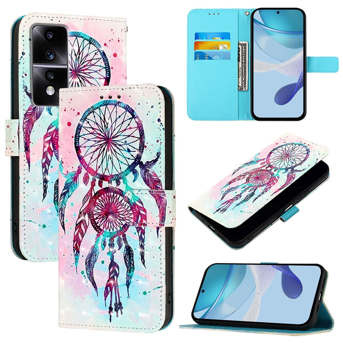 Honor 80 GT Leather Flip Phone Case with 3D Painted Design, Card Holder, Wallet & Stand Function - Durable Protection & Easy Access
