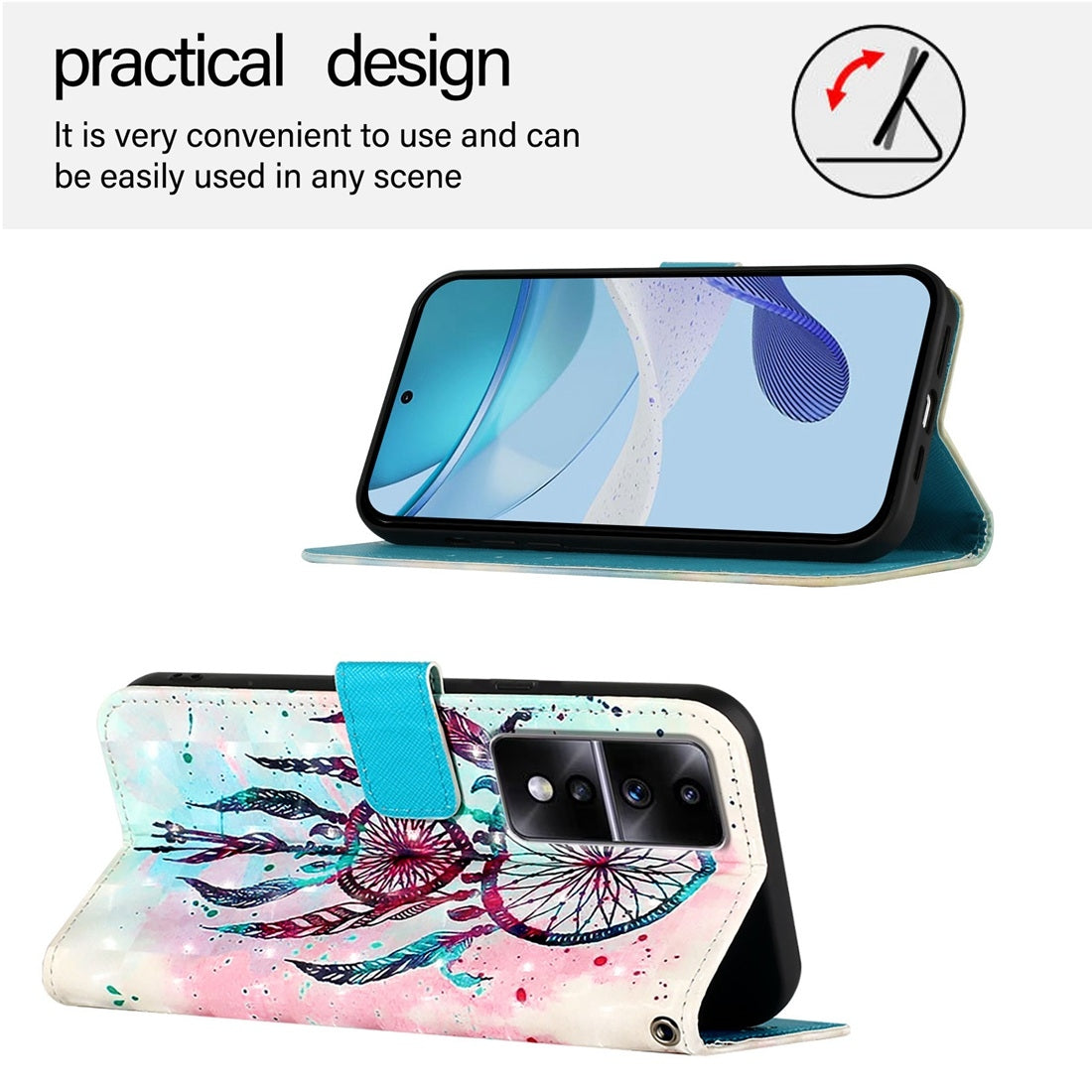 Honor 80 GT Leather Flip Phone Case with 3D Painted Design, Card Holder, Wallet & Stand Function - Durable Protection & Easy Access