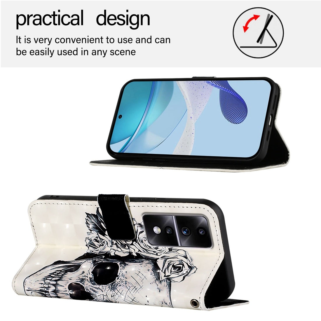 Honor 80 GT Leather Flip Phone Case with 3D Painted Design, Card Holder, Wallet & Stand Function - Durable Protection & Easy Access