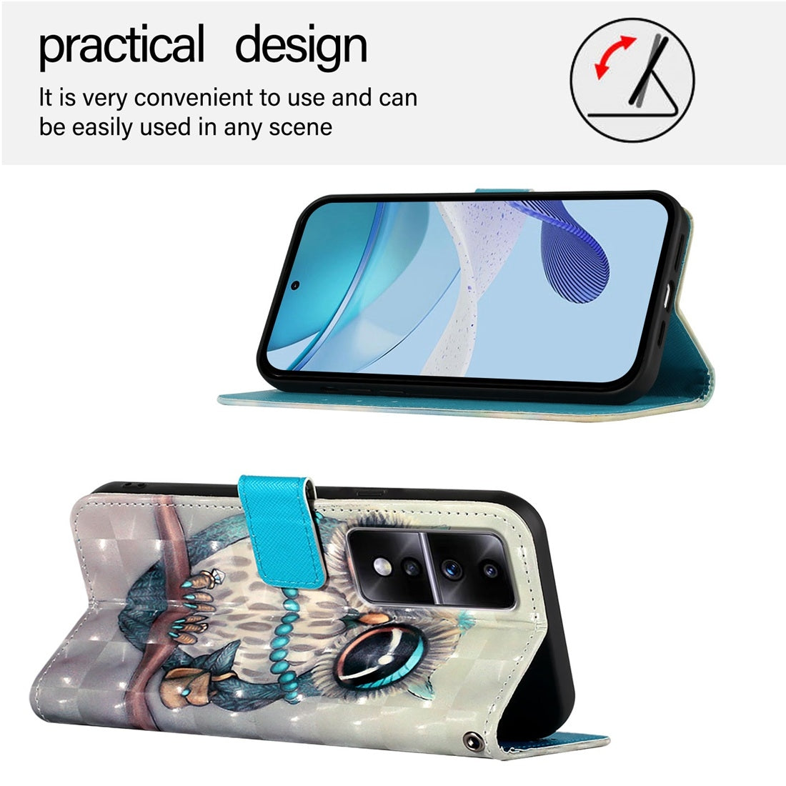 Honor 80 GT Leather Flip Phone Case with 3D Painted Design, Card Holder, Wallet & Stand Function - Durable Protection & Easy Access