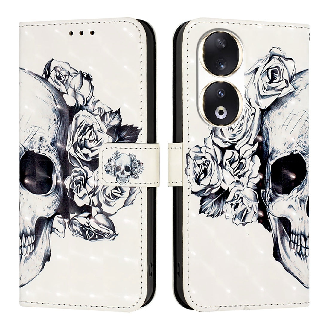 Honor 90 Leather Flip Phone Case with 3D Painted Design, Card Holder, Wallet & Stand Function - Durable Protection & Easy Access