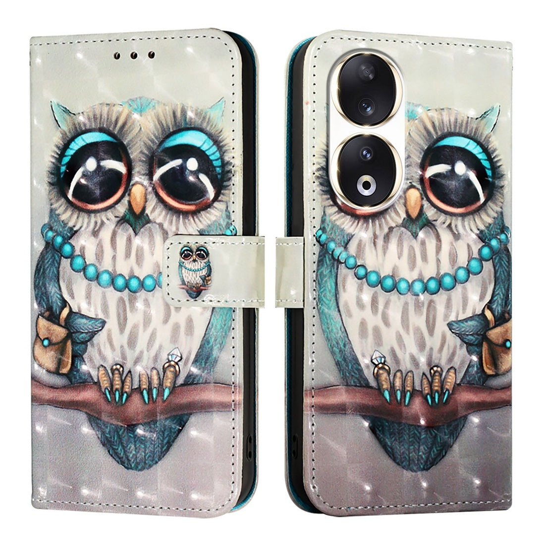Honor 90 Leather Flip Phone Case with 3D Painted Design, Card Holder, Wallet & Stand Function - Durable Protection & Easy Access