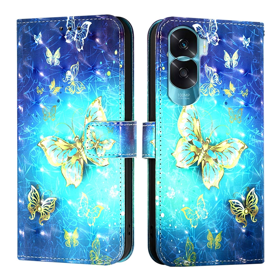 Honor 90 Lite Leather Flip Phone Case with 3D Painted Design, Card Holder, Wallet & Stand Function - Durable Protection & Easy Access