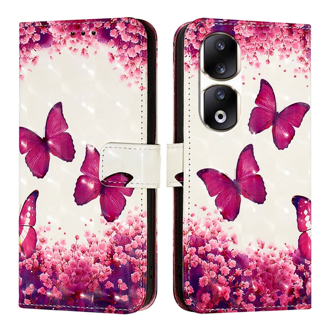 Honor 90 Pro Leather Flip Phone Case with 3D Painted Design, Card Holder, Wallet & Stand Function - Durable Protection & Easy Access