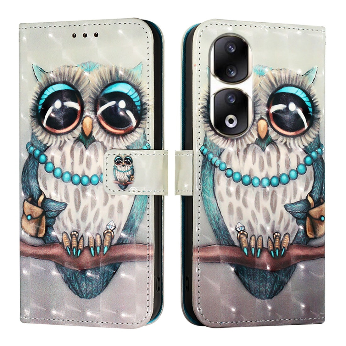 Honor 90 Pro Leather Flip Phone Case with 3D Painted Design, Card Holder, Wallet & Stand Function - Durable Protection & Easy Access