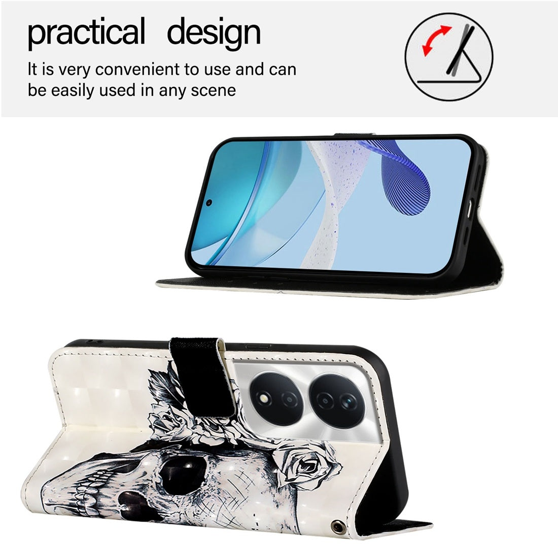 Honor 5G Global Leather Flip Phone Case with 3D Painted Design, Card Holder, Wallet & Stand Function - Durable Protection & Easy Access