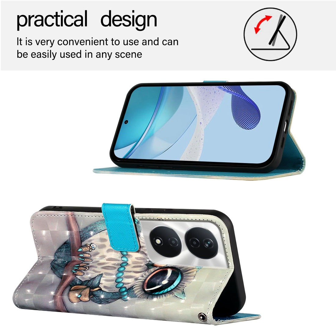 Honor 5G Global Leather Flip Phone Case with 3D Painted Design, Card Holder, Wallet & Stand Function - Durable Protection & Easy Access