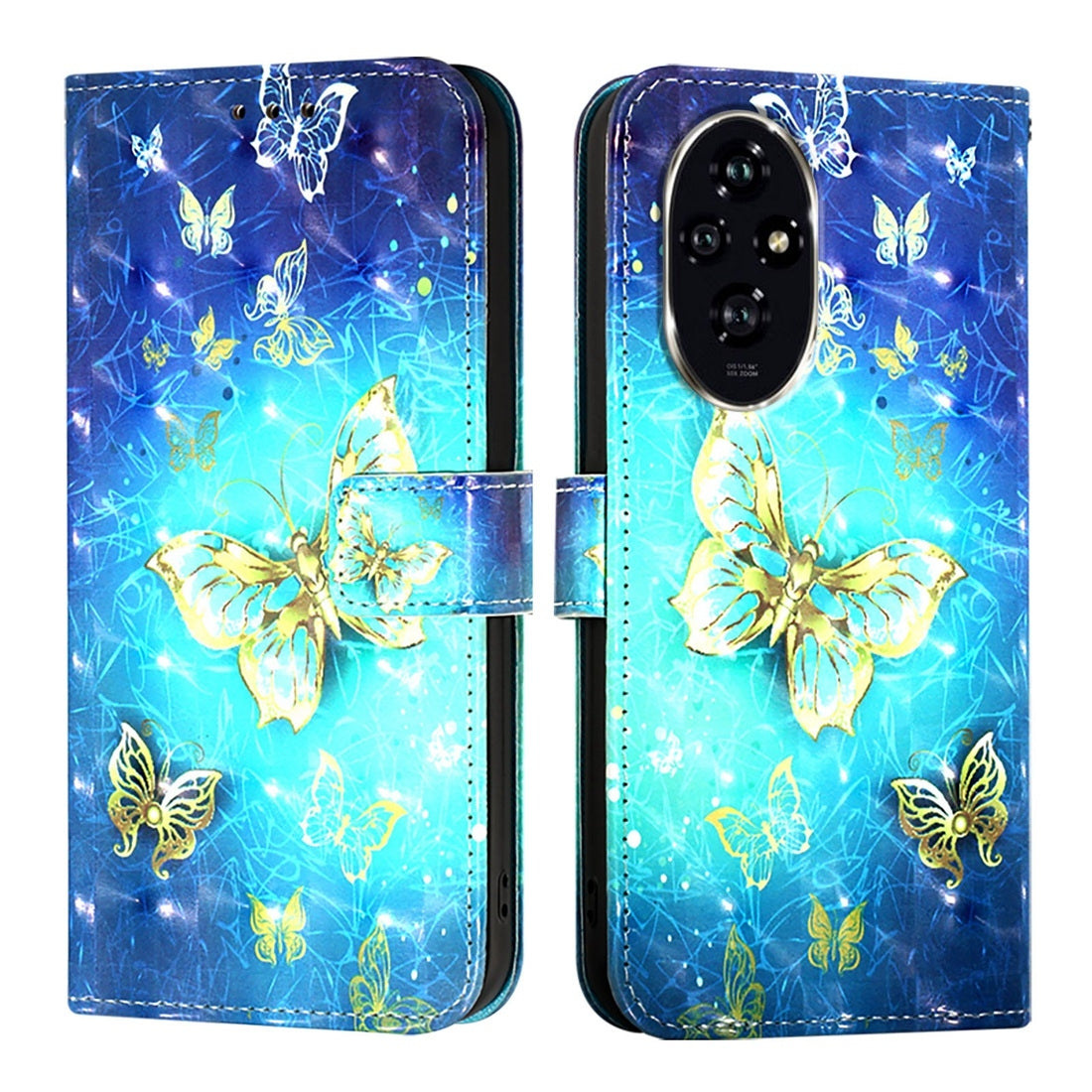 Honor 200 Leather Flip Phone Case with 3D Painted Design, Card Holder, Wallet & Stand Function - Durable Protection & Easy Access