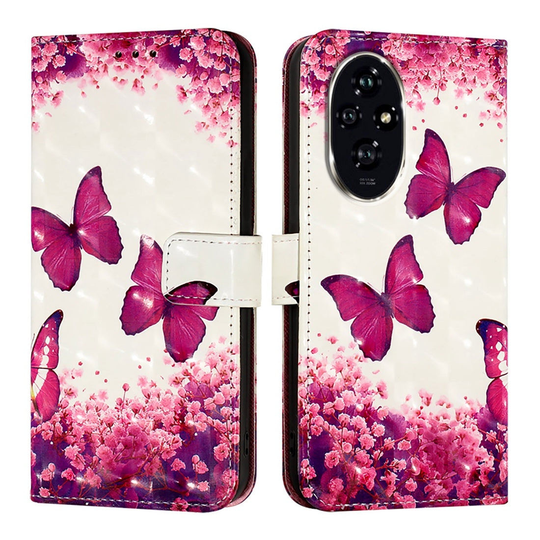 Honor 200 Leather Flip Phone Case with 3D Painted Design, Card Holder, Wallet & Stand Function - Durable Protection & Easy Access