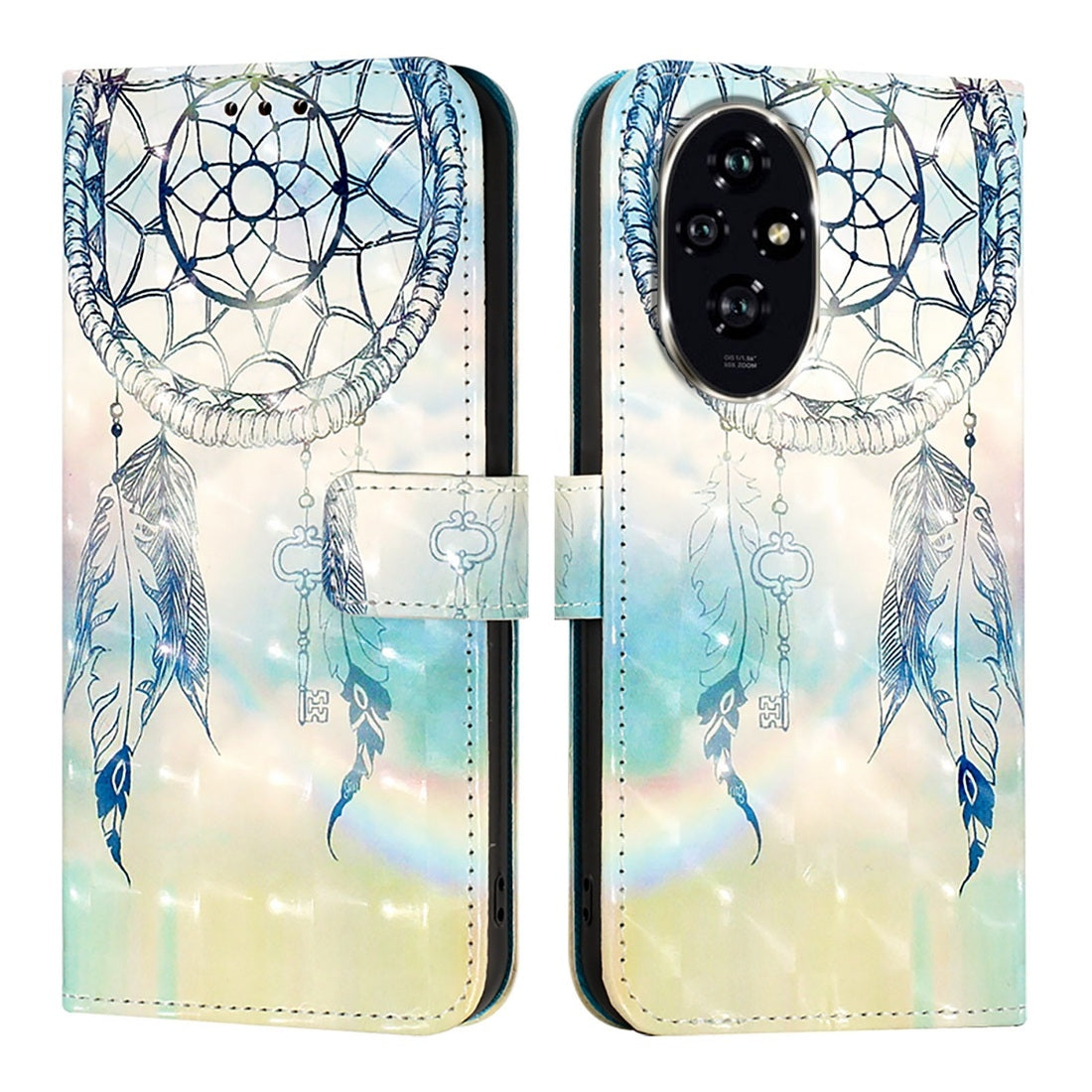 Honor 200 Leather Flip Phone Case with 3D Painted Design, Card Holder, Wallet & Stand Function - Durable Protection & Easy Access