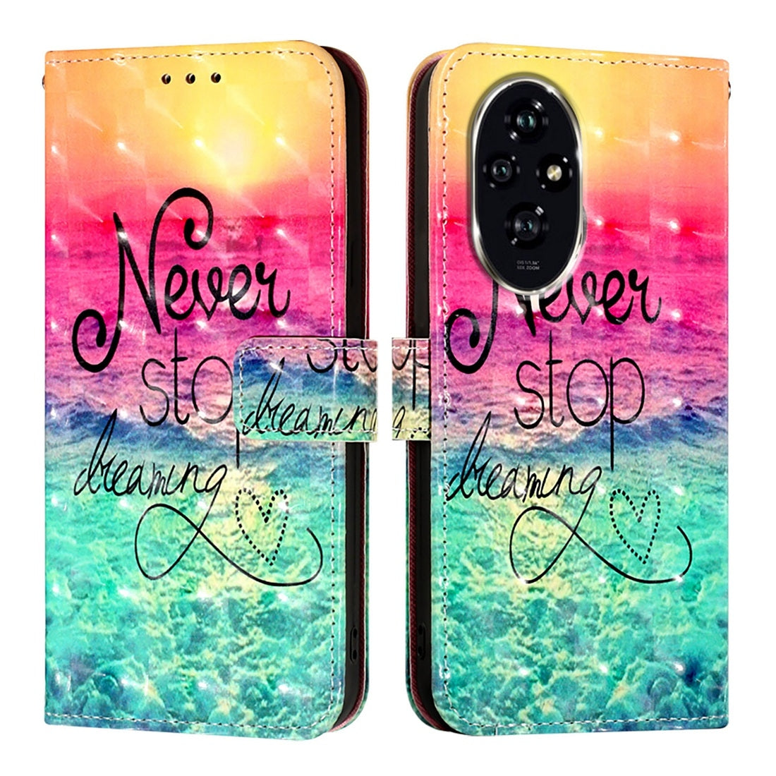 Honor 200 Leather Flip Phone Case with 3D Painted Design, Card Holder, Wallet & Stand Function - Durable Protection & Easy Access