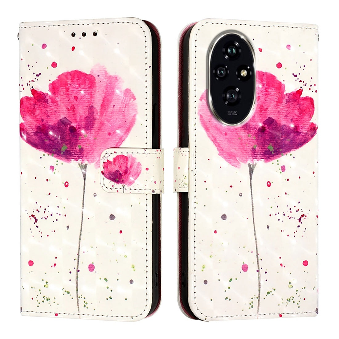 Honor 200 Leather Flip Phone Case with 3D Painted Design, Card Holder, Wallet & Stand Function - Durable Protection & Easy Access