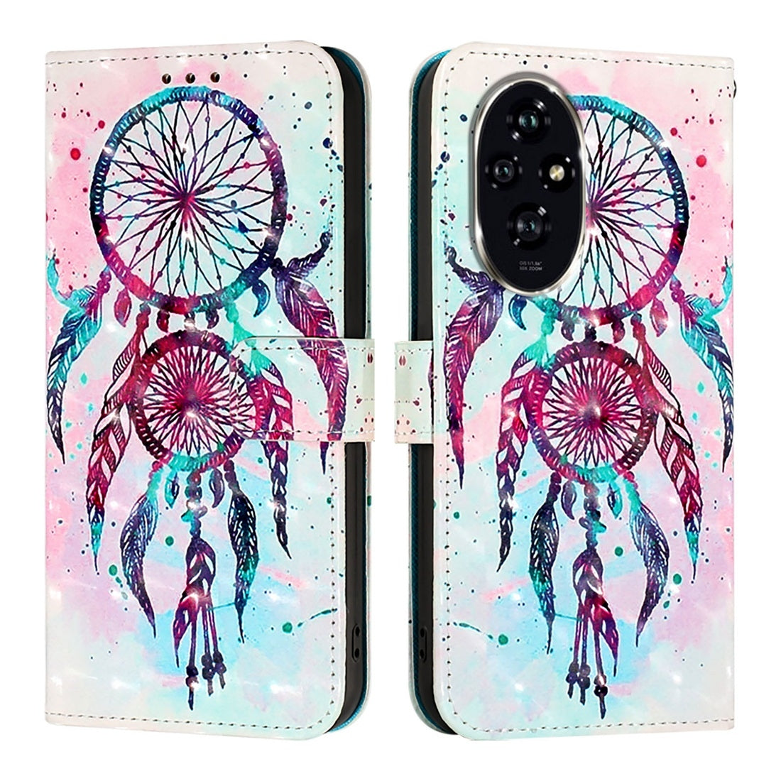 Honor 200 Leather Flip Phone Case with 3D Painted Design, Card Holder, Wallet & Stand Function - Durable Protection & Easy Access