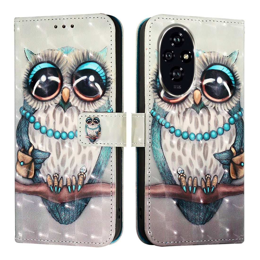 Honor 200 Leather Flip Phone Case with 3D Painted Design, Card Holder, Wallet & Stand Function - Durable Protection & Easy Access