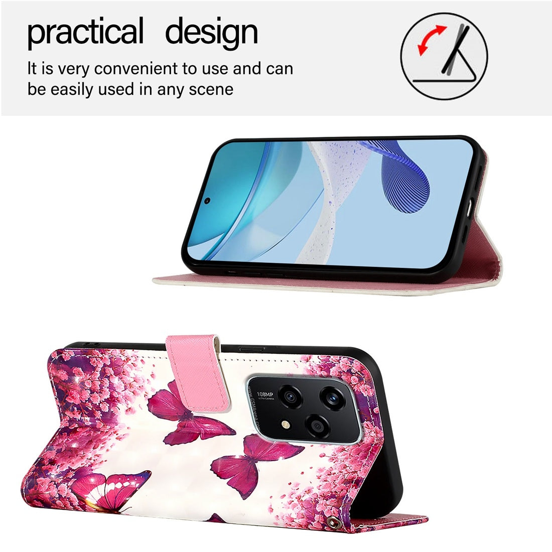 Honor 200 Lite Global Leather Flip Phone Case with 3D Painted Design, Card Holder, Wallet & Stand Function - Durable Protection & Easy Access