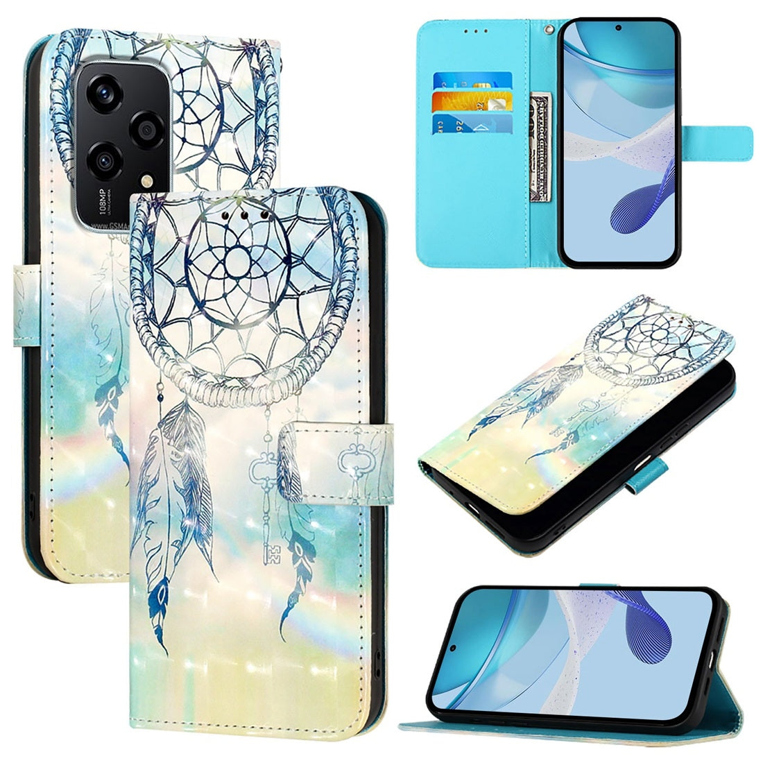 Honor 200 Lite Global Leather Flip Phone Case with 3D Painted Design, Card Holder, Wallet & Stand Function - Durable Protection & Easy Access