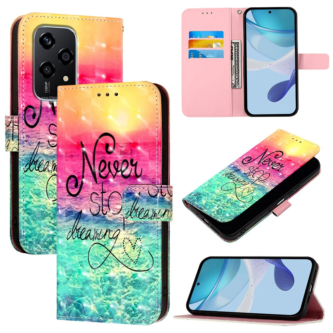 Honor 200 Lite Global Leather Flip Phone Case with 3D Painted Design, Card Holder, Wallet & Stand Function - Durable Protection & Easy Access