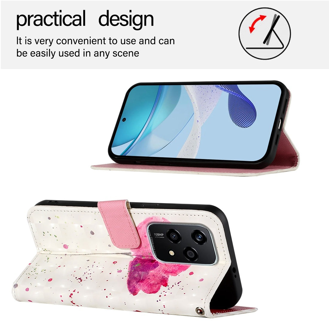 Honor 200 Lite Global Leather Flip Phone Case with 3D Painted Design, Card Holder, Wallet & Stand Function - Durable Protection & Easy Access