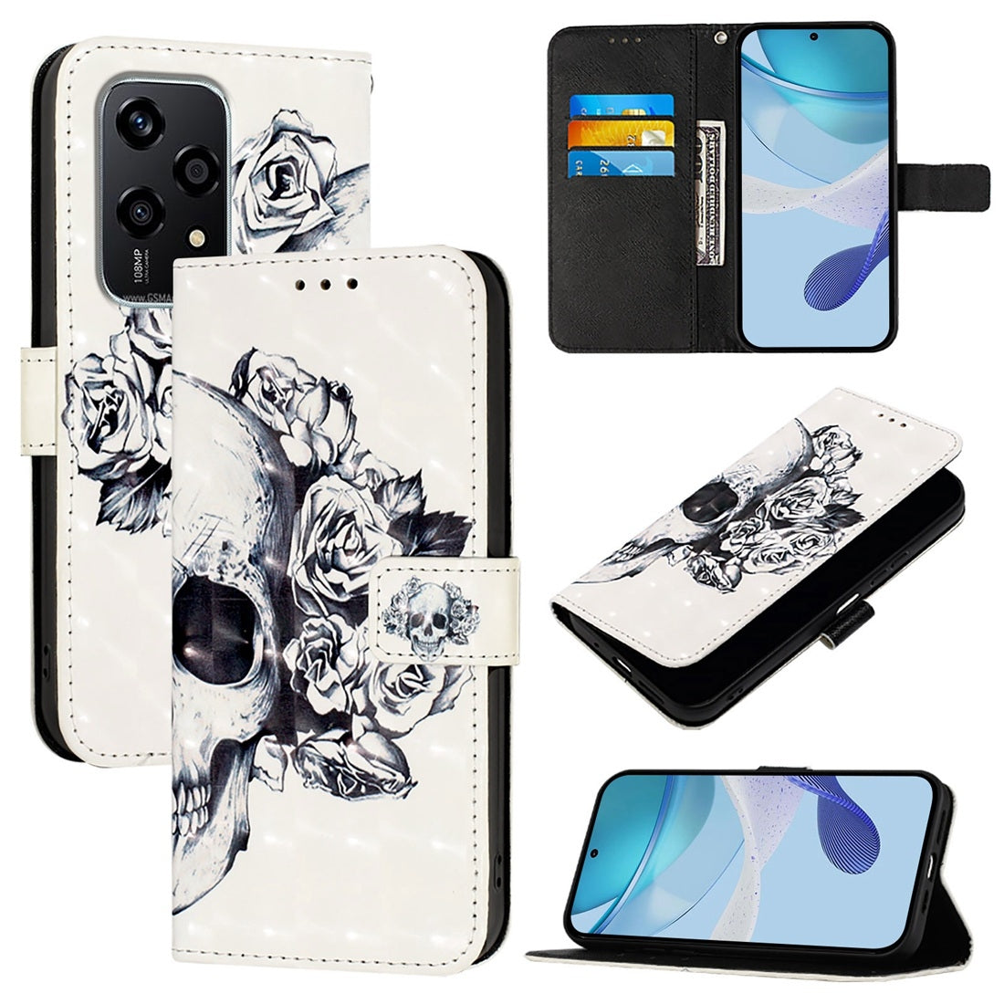 Honor 200 Lite Global Leather Flip Phone Case with 3D Painted Design, Card Holder, Wallet & Stand Function - Durable Protection & Easy Access